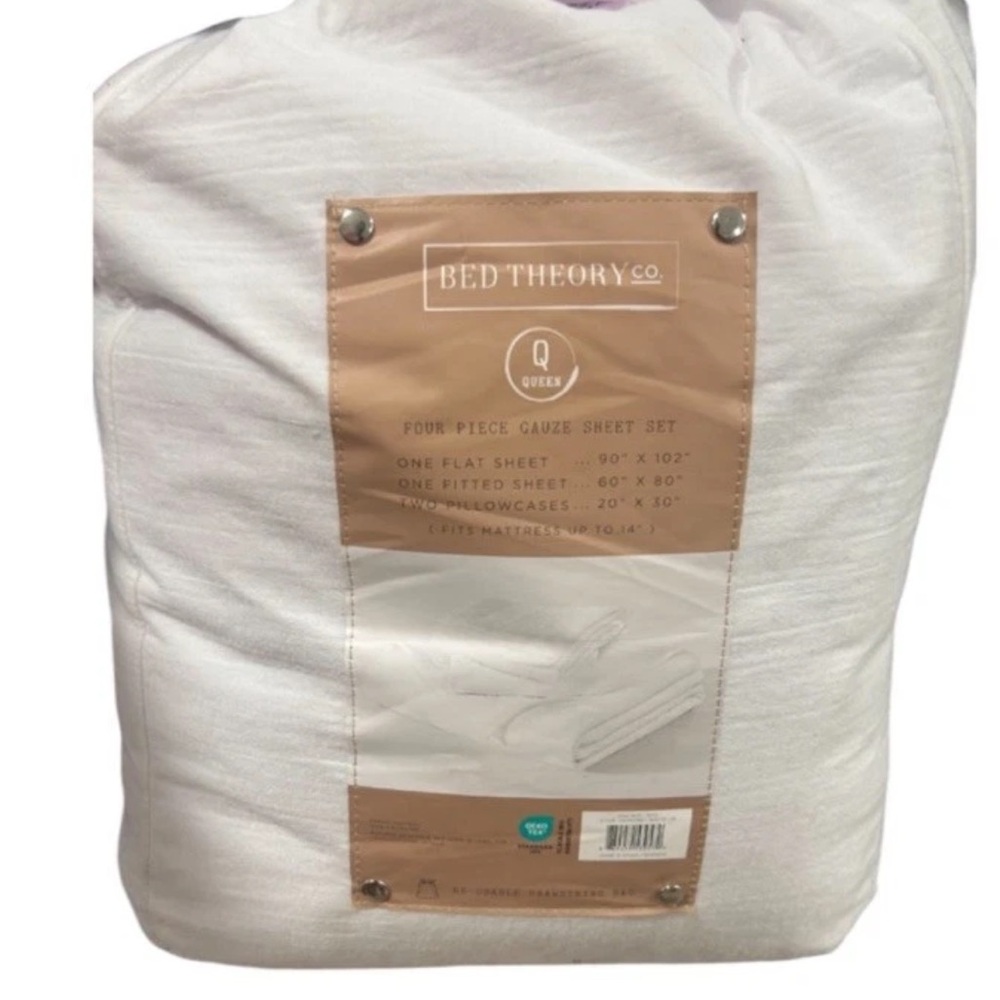 Bed Theory Co. 4 Piece Gauze Queen White Sheet Set Soft Unique Texture